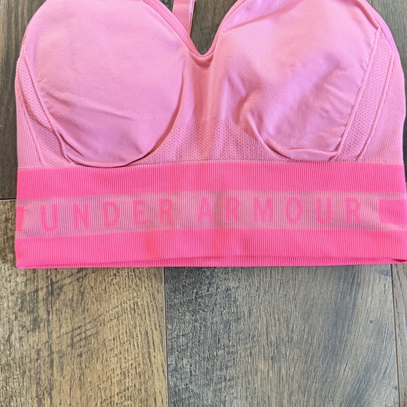 Under Armour XXS Seamless Compression Longline Sports Bra in pink activewear - Picture 2 of 5